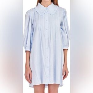 🔆 Anthropology, English Factory Light Blue Mini Shirt Dress